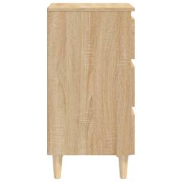 Berkfield Home Sturdy Bed Cabinet with Solid Wood Legs Sonoma Oak 40x35x69 cm in Light Tan - Size: 40 x 35 x 69 cm - thumbnail 7
