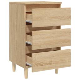 Berkfield Home Sturdy Bed Cabinet with Solid Wood Legs Sonoma Oak 40x35x69 cm in Light Tan - Size: 40 x 35 x 69 cm - thumbnail 6