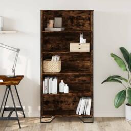 Berkfield Home Classic Book Cabinet Smoked Oak 80x31x169 cm Engineered wood in Brown - Size: 80 x 31 x 169 cm - thumbnail 1