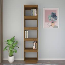 Berkfield Home Book Cabinet/Room Divider Honey Brown 40x35x167 cm Solid Wood Pine - Size: 40 x 35 x 167 cm - thumbnail 3
