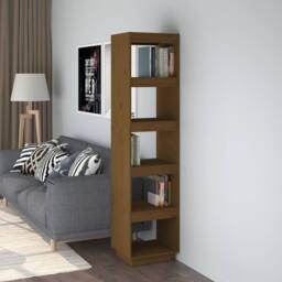 Berkfield Home Book Cabinet/Room Divider Honey Brown 40x35x167 cm Solid Wood Pine - Size: 40 x 35 x 167 cm - thumbnail 2