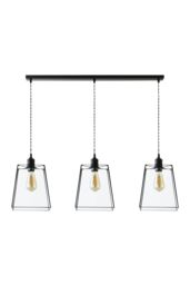 ValueLights Susie Glass Lantern Lamp Shade 3 Drop Diner Ceiling Pendant Light in Black - thumbnail 6