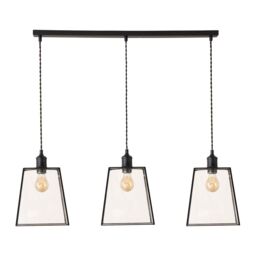 ValueLights Susie Glass Lantern Lamp Shade 3 Drop Diner Ceiling Pendant Light in Black - thumbnail 2