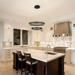 Garwarm 2-Ring 64W Black Acrylic Dimmable LED Chandelier with Remote Control - thumbnail 3