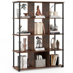 Gymax 12-Cube Wooden Bookcase Bedroom Tall Freestanding Bookshelf-Brown in Brown - thumbnail 1