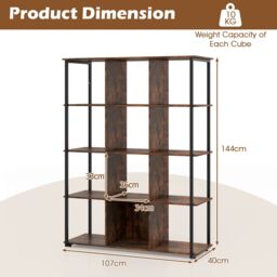 Gymax 12-Cube Wooden Bookcase Bedroom Tall Freestanding Bookshelf-Brown in Brown - thumbnail 2