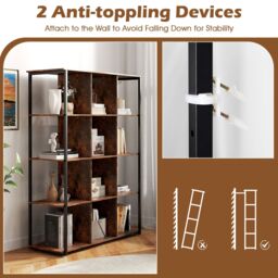 Gymax 12-Cube Wooden Bookcase Bedroom Tall Freestanding Bookshelf-Brown in Brown - thumbnail 5