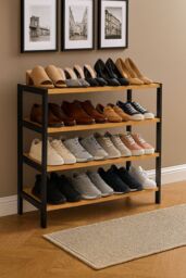 Neo 4 Tier Bamboo Wooden Shoe Storage - thumbnail 1