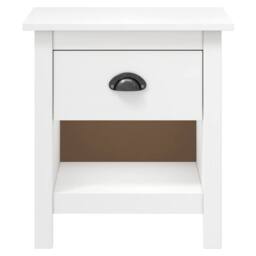 Berkfield Home Modern Bedside Cabinets 2 pcs Hill 46x35x49.5 cm Solid Pine Wood in White - thumbnail 1