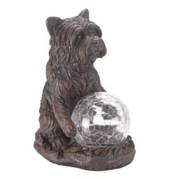 mysmartbuy Solar Powered Mystic Dog Garden Ornament with LED Crackle Ball Light in Bronze - thumbnail 5