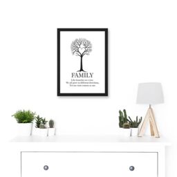 Artery8 Family Roots Quote Motivation Typography B&W Heart Tree A4 Artwork Framed Wall Art Print in Black - thumbnail 2