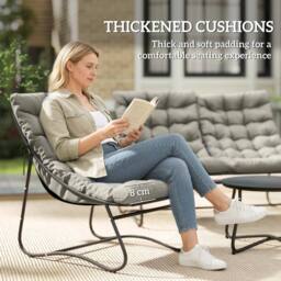 OUTSUNNY 4 PC Garden Furniture Set with Loveseat, Chairs, Table, Light Grey - thumbnail 4