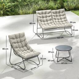 OUTSUNNY 4 PC Garden Furniture Set with Loveseat, Chairs, Table, Light Grey - thumbnail 3