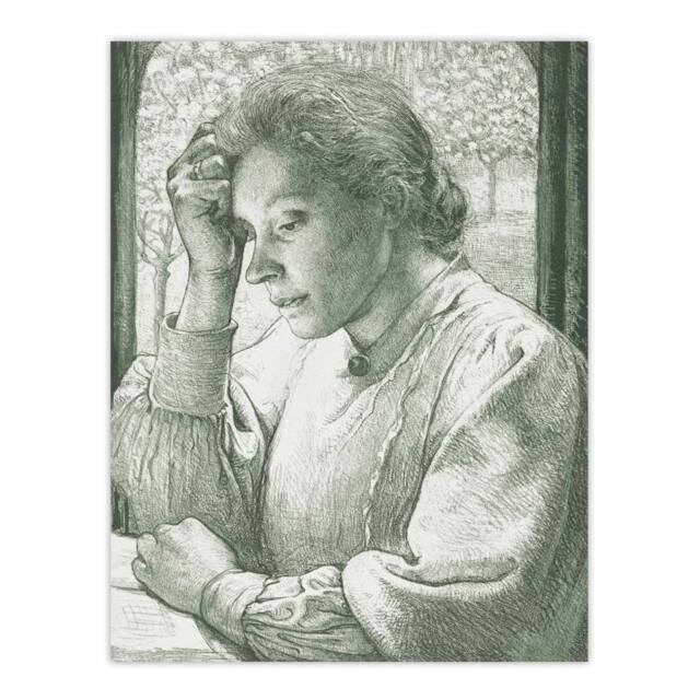"Artery8 Pencil Portrait of Henriette Holst Wall Art Poster Print in Grey - Size: W12"" x H16""" - image 1