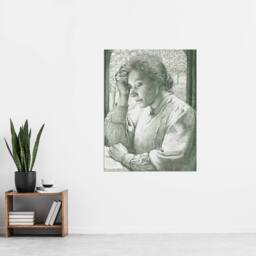 "Artery8 Pencil Portrait of Henriette Holst Wall Art Poster Print in Grey - Size: W12"" x H16""" - thumbnail 4