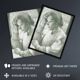 "Artery8 Pencil Portrait of Henriette Holst Wall Art Poster Print in Grey - Size: W12"" x H16""" - thumbnail 2