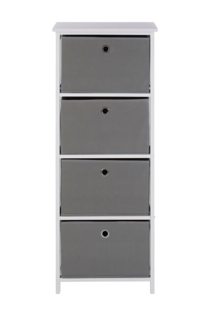Orsina Nordic Style 4 Grey Fabric Drawers Cabinet, Compact Design Display Cabinet, Spacious Side Cabinet For Bedroom - image 1