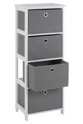 Orsina Nordic Style 4 Grey Fabric Drawers Cabinet, Compact Design Display Cabinet, Spacious Side Cabinet For Bedroom - thumbnail 5