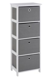 Orsina Nordic Style 4 Grey Fabric Drawers Cabinet, Compact Design Display Cabinet, Spacious Side Cabinet For Bedroom - thumbnail 4