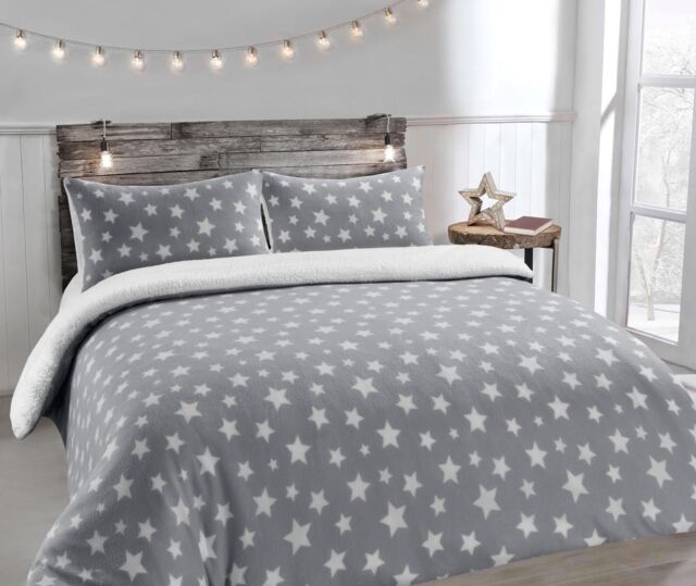 Velosso Teddy Stars Duvet Cover & Pillowcase Set in Silver - Size: King - image 1
