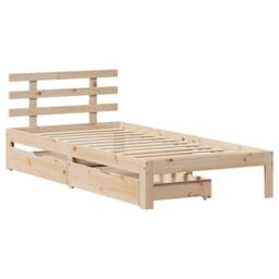 Berkfield Home Decorative Bed Frame with Drawers without Mattress 75x190 cm Smal in Light Tan - thumbnail 1