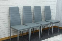 KOSY KOALA Wooden Dining Table with 4 Grey Leather Chairs - Dining Kitchen Room Furniture in Brown - thumbnail 3