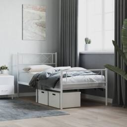 Berkfield Home Metal Bed Frame with Headboard & Footboard White 107x203 cm - thumbnail 2