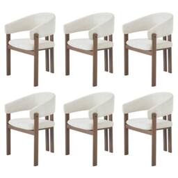BTM Set of 2/4/6 Linen Dining Chairs with Metal Frame in Beige - Size: 6 Pack - thumbnail 7