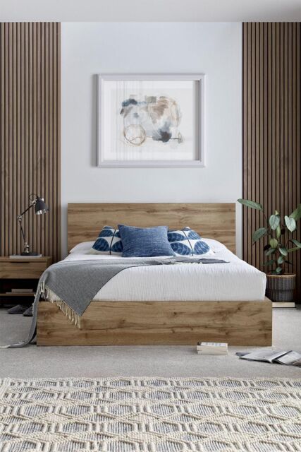 Time4sleep Chicago Industrial Oak Finish Ottoman Storage Bed - Bed Frame in Natural - Size: King - image 1