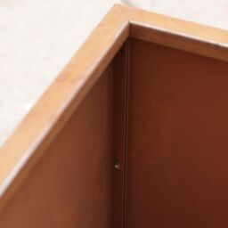Woven Wood 50cm Corten Steel Cube Planter in Light Brown - thumbnail 5