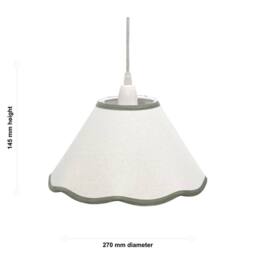 First Choice Lighting Set of 2 Libby - Natural Linen Sage Green Trim 27cm Pendant Lamp Shade in White - thumbnail 6