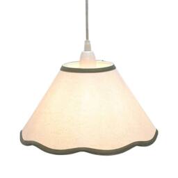 First Choice Lighting Set of 2 Libby - Natural Linen Sage Green Trim 27cm Pendant Lamp Shade in White - thumbnail 3