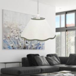 First Choice Lighting Set of 2 Libby - Natural Linen Sage Green Trim 27cm Pendant Lamp Shade in White - thumbnail 5