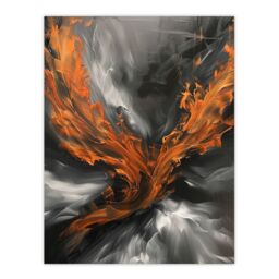 "Artery8 Firebird Phoenix Abstract Painting Flame Wings Wall Art Print in Orange - Size: W24"" x H32""" - thumbnail 1