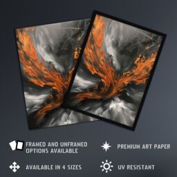 "Artery8 Firebird Phoenix Abstract Painting Flame Wings Wall Art Print in Orange - Size: W24"" x H32""" - thumbnail 2