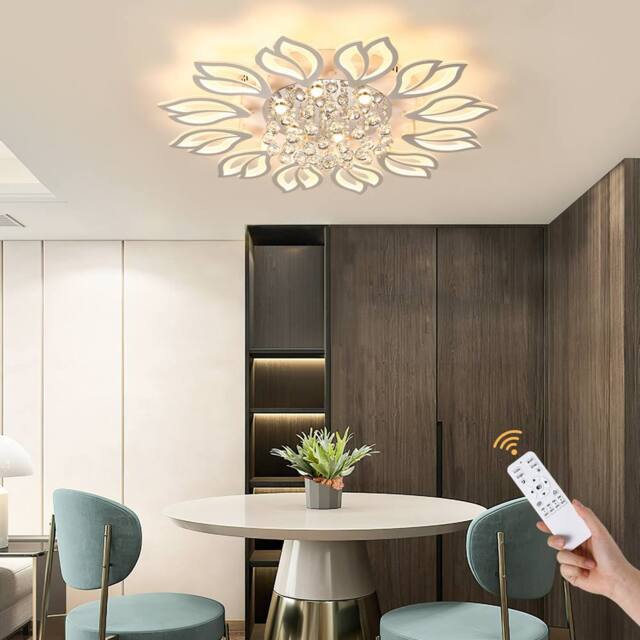 NIVOR 12 Light Acrylic LED Dimmable Flush Mount Ceiling Light Remote in White - image 1
