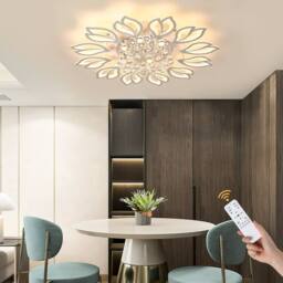 NIVOR 12 Light Acrylic LED Dimmable Flush Mount Ceiling Light Remote in White - thumbnail 1