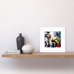Artery8 Superbike Racing MotoGP Catalunya Modern Watercolour Painting Square Wooden Framed Wall Art Print Picture 8X8 Inch in White - thumbnail 2