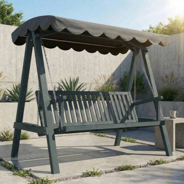 OUTSUNNY 3 Seater Garden Swing Seat with Canopy, Grey - image 1