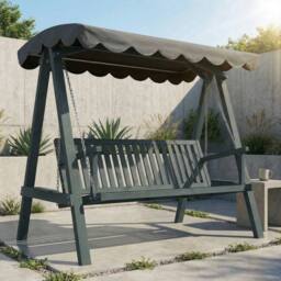 OUTSUNNY 3 Seater Garden Swing Seat with Canopy, Grey - thumbnail 1