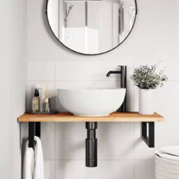 Berkfield Home Bathroom Vanity Top Oil Finished 60x40x2 cm Solid Wood Acacia in Brown - Size: 60 x 40 x 2 cm