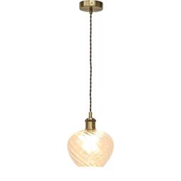 First Choice Lighting Bradson - Clear Swirl Glass Antique Brass Retro Pendant Fitting - thumbnail 2