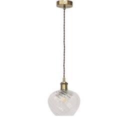 First Choice Lighting Bradson - Clear Swirl Glass Antique Brass Retro Pendant Fitting - thumbnail 1