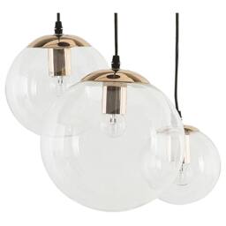 Wyld and Coco 3 Light Pendant Clear Glass Spheres and Gold Metal Accents Modern - thumbnail 2