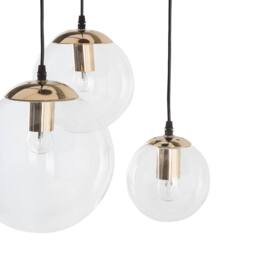 Wyld and Coco 3 Light Pendant Clear Glass Spheres and Gold Metal Accents Modern - thumbnail 3
