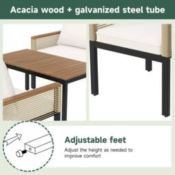 Matteo Garden Lounge Set - Comfortable Cushions & Rattan Effect in Beige - thumbnail 6
