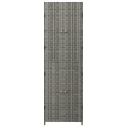 Berkfield Home Garden Storage Cabinet Grey 59x40x180 cm Poly Rattan - Size: 59 x 40 x 180 cm - thumbnail 4
