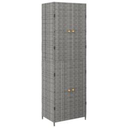 Berkfield Home Garden Storage Cabinet Grey 59x40x180 cm Poly Rattan - Size: 59 x 40 x 180 cm - thumbnail 2