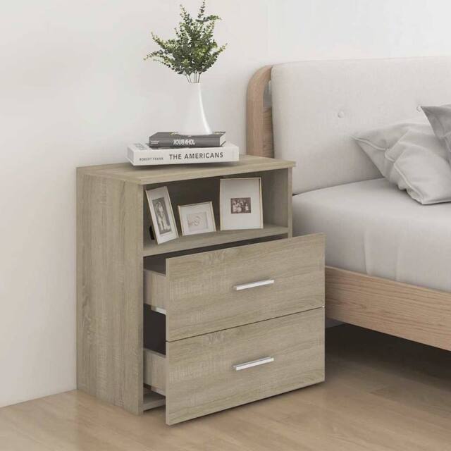 Berkfield Home Modern Bed Cabinets 2 pcs Sonoma Oak 50x32x60 cm in Light Tan - Size: 50 x 32 x 60 cm - image 1