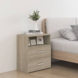 Berkfield Home Modern Bed Cabinets 2 pcs Sonoma Oak 50x32x60 cm in Light Tan - Size: 50 x 32 x 60 cm - thumbnail 2